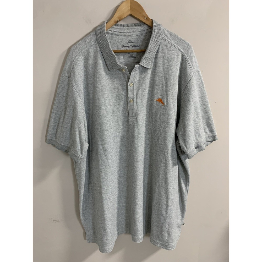 Tommy Bahama Polo Shirt Mens 2XB Big Tall Gray Supima Cotton Casual Sailfish
